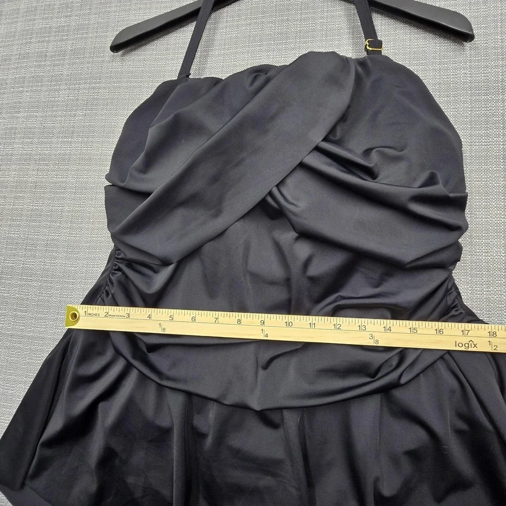 Swimsuits For All Swimdress Womens 20 Black Ruched Skirted One Piece Lined - Picture 5 of 11